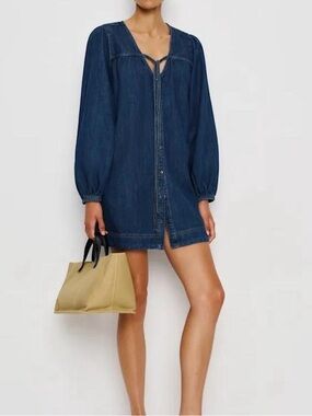 white christmas dresses Stella Back Lace-Up Denim Mini Dress Medium